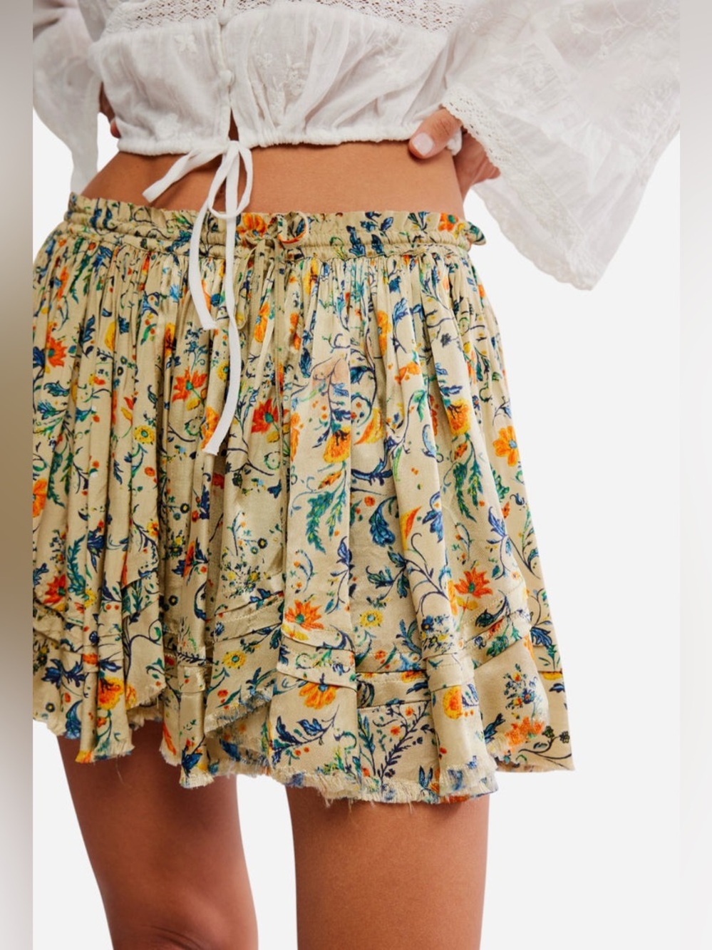 Free People FP One Third Charm Printed Mini Skirt in Green Combo Size XS NWT - Picture 2 of 8